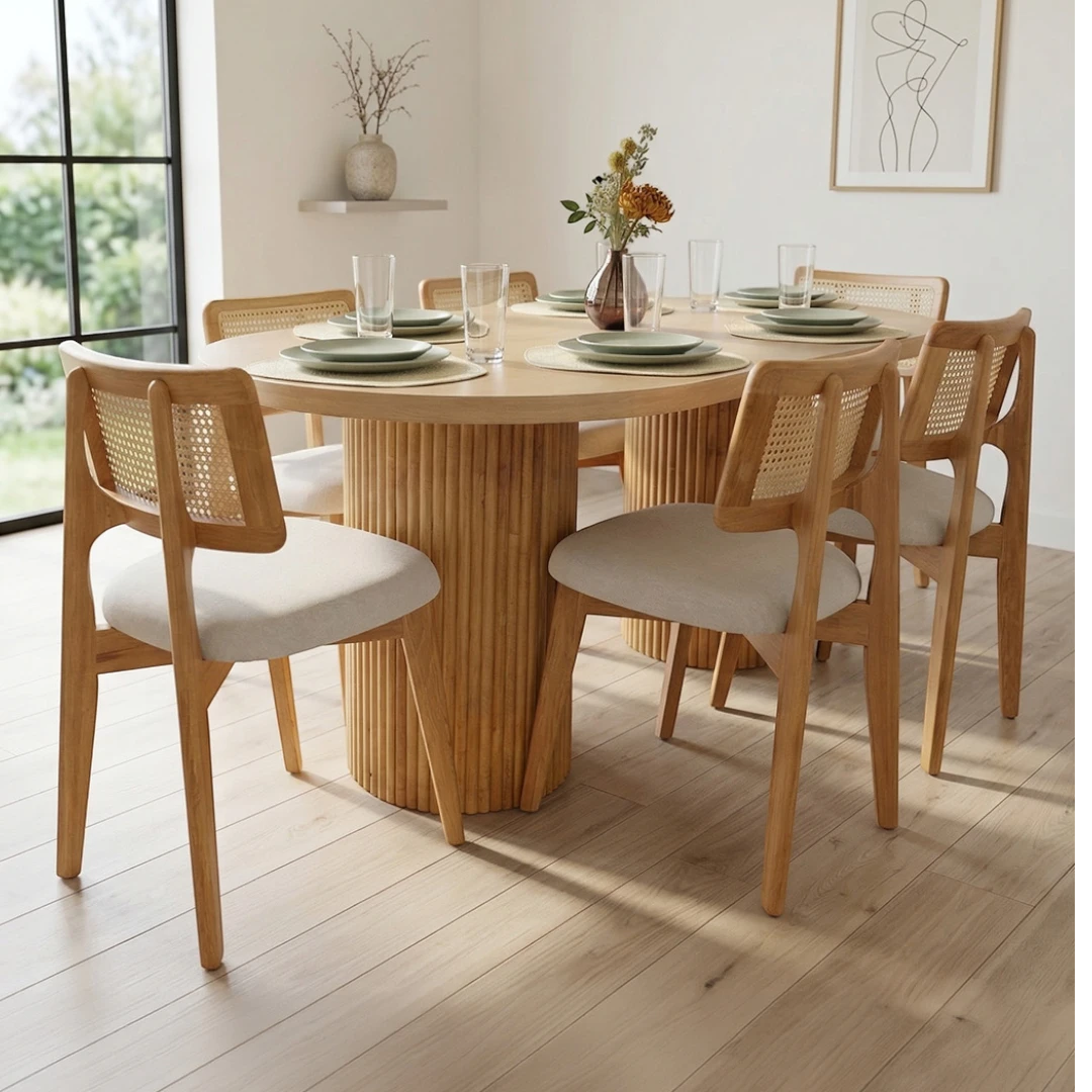 Line Masa & Zion Sandalye Takımı | 6 Kişilik Modern Yuvarlak Yemek Seti